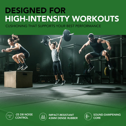 43mm Sprung PRO Rubber AntiShock Gym Flooring Tile