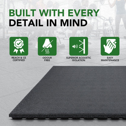 43mm Sprung PRO Rubber AntiShock Gym Flooring Tile