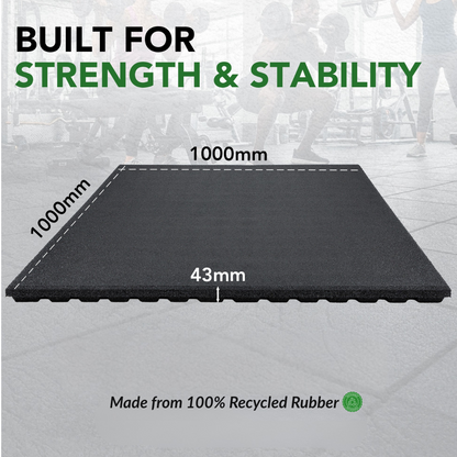43mm Sprung PRO Rubber AntiShock Gym Flooring Tile
