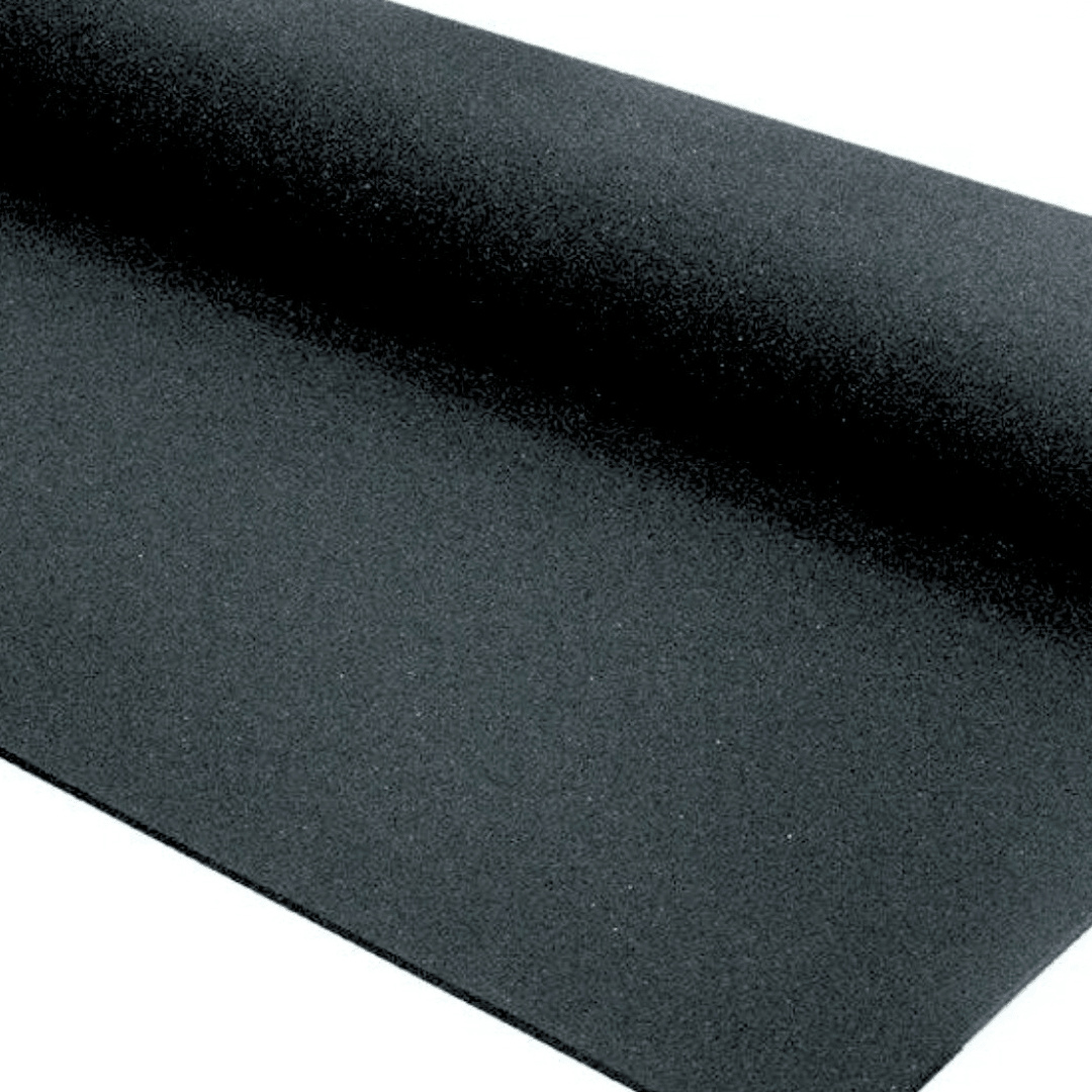 Jet Black Rubber Mat Roll - 10m² Gym Flooring Solution